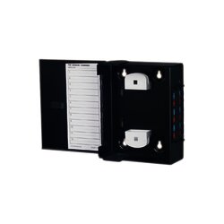 Mini Caja de Conexión de Fibra Óptica, Para Montaje en Pared, Hasta 48 Puertos LC (Acepta Dos Placas Acopladoras), Color Negro