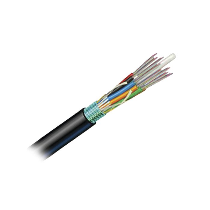 Cable de Fibra Óptica 12 hilos, OSP (Planta Externa), Armada, Gel, HDPE (Polietileno de alta densidad), Multimodo OM4 50/125 Optimizada, 1 Metro