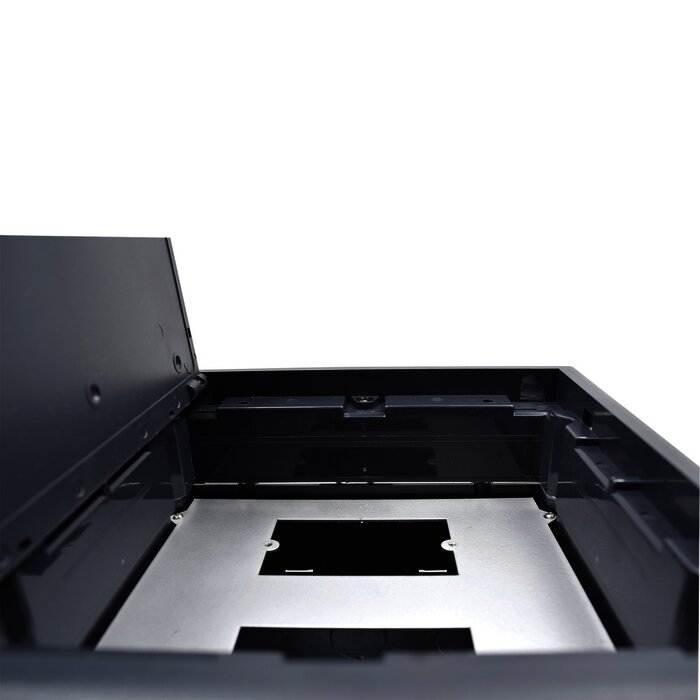 Caja de piso para cuatro módulos universales (Socket M4), para alimentación eléctrica y redes de datos (11000-43401) No incluye faceplates