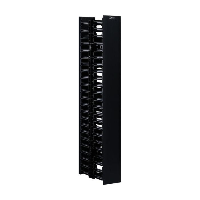 Organizador Vertical Doble NetRunner, para Rack Abierto de 45 Unidades, 125 mm de Ancho, Color Negro