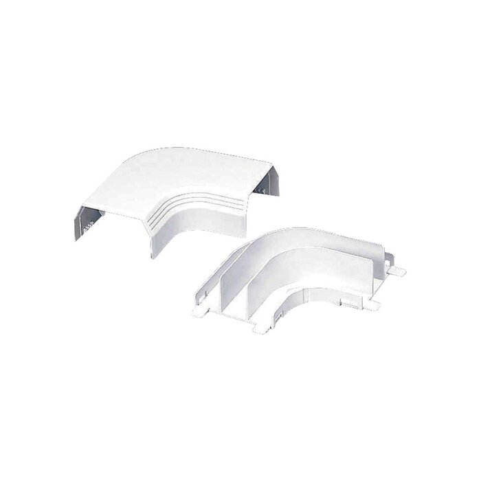 Curva de radio controlado, para uso con canaleta T45, Material PVC Rígido, Color Blanco Mate