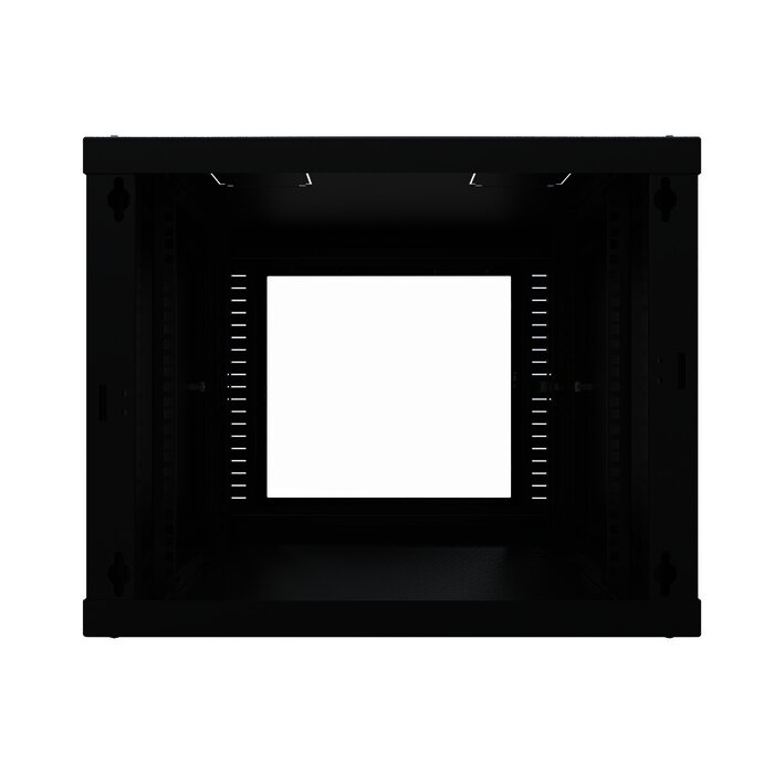 Gabinete para Montaje en Pared, Puerta de Cristal Templado, Cuerpo Fijo con Rack 19" de 9 Unidades