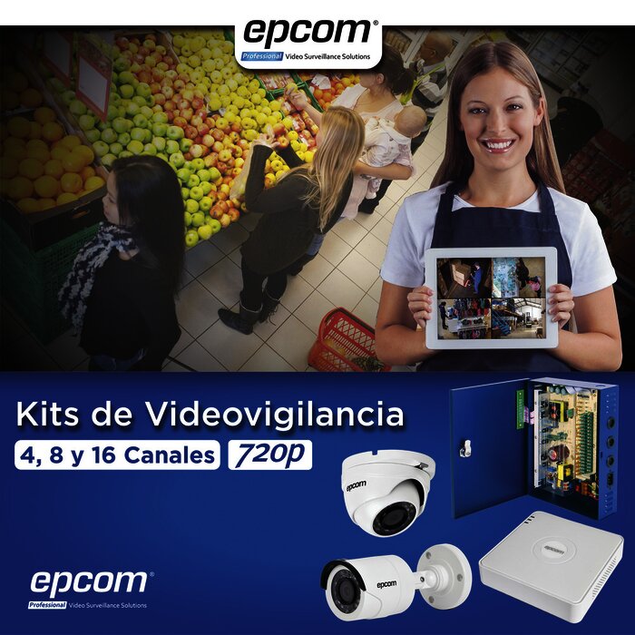 KIT TurboHD 720p / DVR 8 Ch / 4 Cámaras Bullet ( exterior 3.6 mm ) / 4 Cámaras Eyeball (interior 3.6mm ) / Transceptores / Conectores / Fuente de Poder Profesional