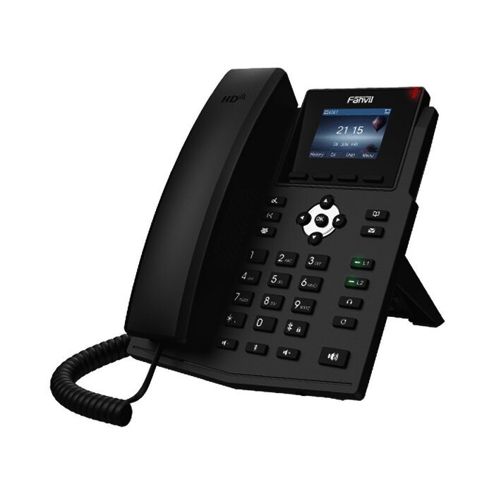 Teléfono IP empresarial para 4 líneas SIP con pantalla LCD de 2.8 pulgadas a color, Opus y conferencia de 3 vías, PoE.