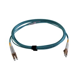 Jumper de Fibra Óptica Multimodo 50/125 XGLO OM4, LC-LC Duplex, OFNR, Color Aqua, 3 Metros