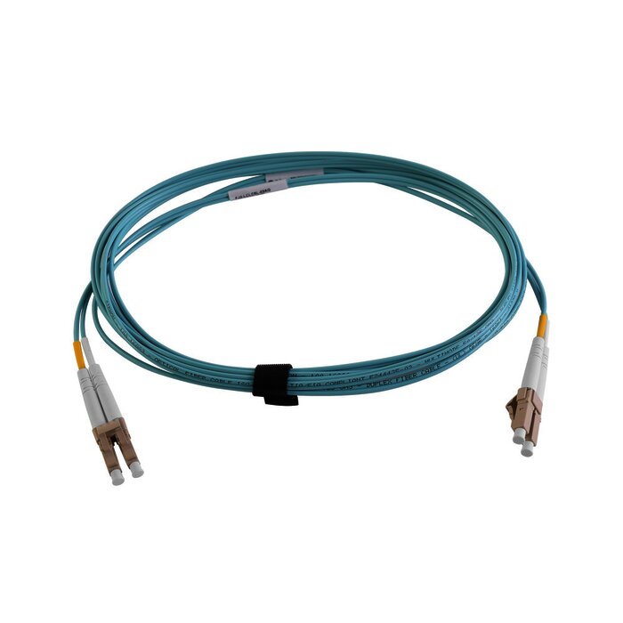 Jumper de Fibra Óptica Multimodo 50/125 XGLO OM4, LC-LC Duplex, OFNR, Color Aqua, 3 Metros