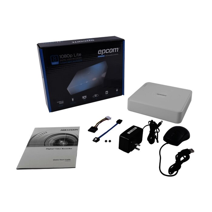 DVR 8 Canales 1080p Lite / 8 Canales TURBOHD + 2 Canales IP / 1 Bahía de Disco Duro / H.264+ / 1 Canal de Audio / Salida de vídeo Full HD