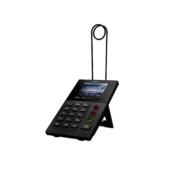 Teléfono IP para Call Center para 2 lineas SIP con soporte para diadema, pantalla LCD de 2.8 pulgadas a color, PoE