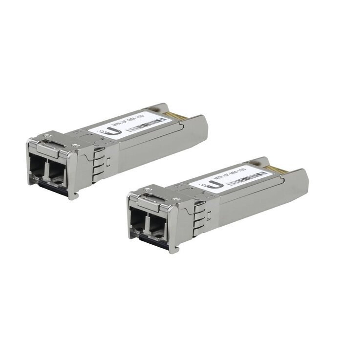 UFiber Módulo SFP+ 10G, transceptor MiniGibic MultiModo 10 Gbps, distancia 300m, conectores LC, paquete de 2 piezas