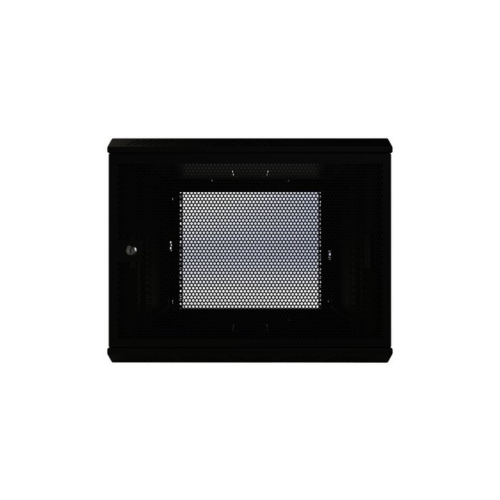 Gabinete con Puerta Ventilada para Montaje en Pared Cuerpo Fijo con Rack 19" de 9 Unidades.