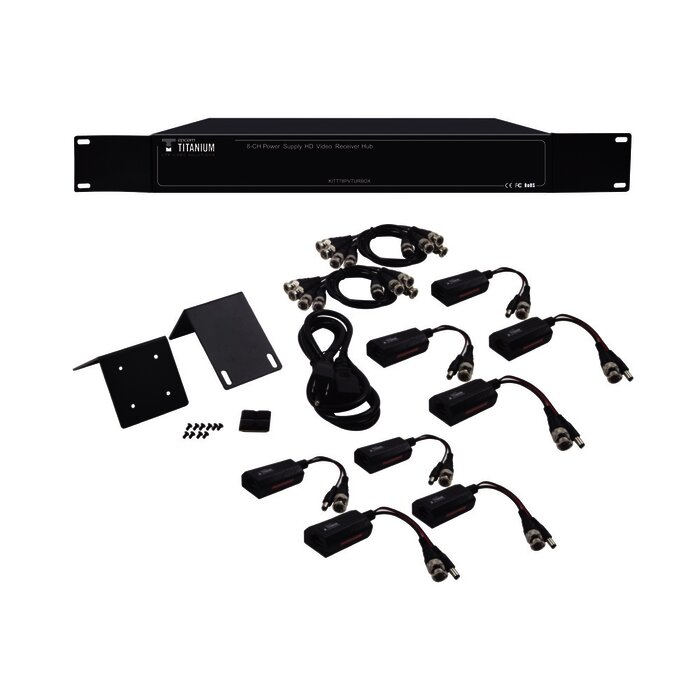 200 metros en 4K, 300 metros en 5 MP, VIDEO+PODER / 8 Canales / TODO INCLUIDO PARA RACK / Para transmisión de alimentación ( de 36 Vcd a 12 Vcd) y video (HD-TVI) / 4K / SIN RUIDO / INSTALACIÓN LIMPIA