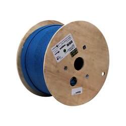 Bobina de Cable Blindado F/UTP de 4 Pares, Z-MAX, Cat6A, Soporte de Aplicaciones 10GBase-T, CMR (Riser), Color Azul, 305m
