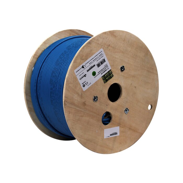 Bobina de Cable Blindado F/UTP de 4 Pares, Z-MAX, Cat6A, Soporte de Aplicaciones 10GBase-T, CMR (Riser), Color Azul, 305m