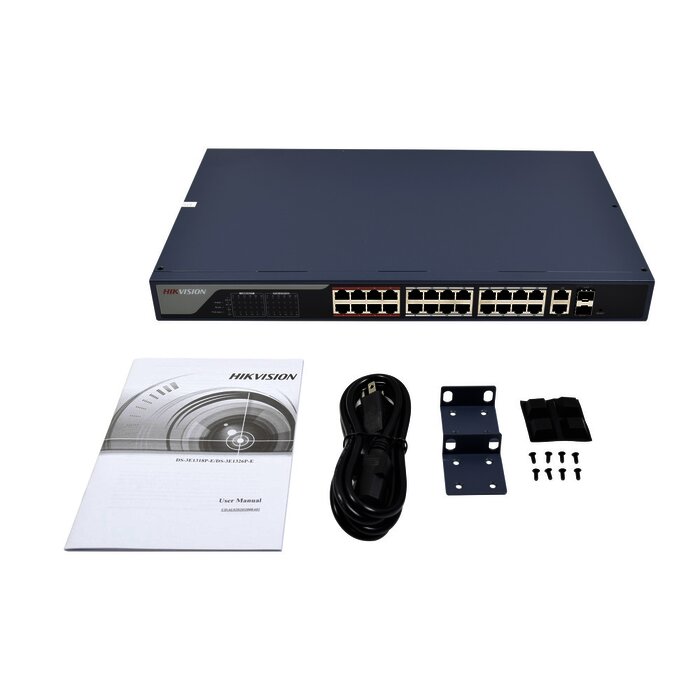 Switch administrable via WEB / 250m PoE LARGA DISTANCIA / 24 puertos 802.3af/at (30W) 10/100 Mbps + 2 puertos Gigabit + 2 puertos SFP
