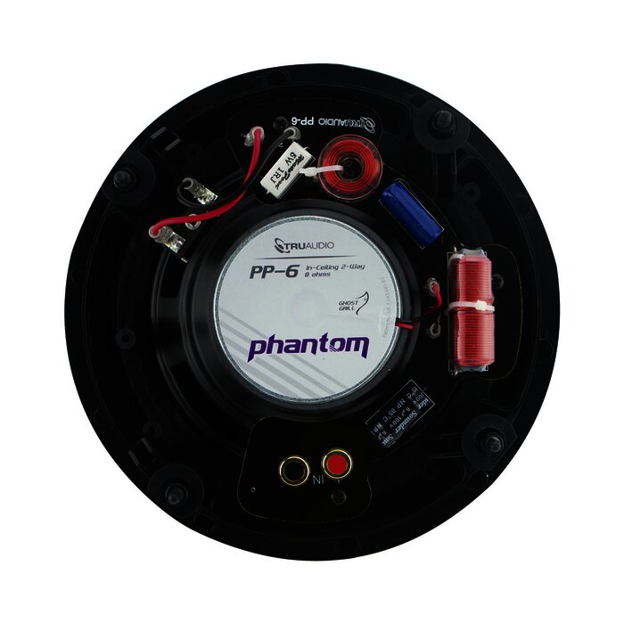 Phantom Series Altavoz de techo de 2 vias, woofer de polietileno inyectado de 6.5in, Tweeter giratorio de 1in, 5-90 watts 8 Ohms