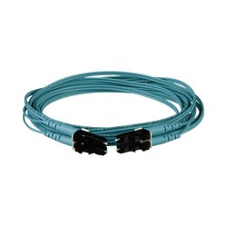 Jumper de Fibra Optica Multimodo 50/125 OM4, LC-LC Duplex, OFNR (Riser), Color Aqua, 1 Metro