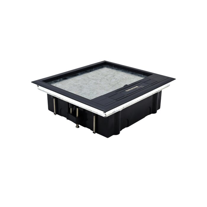 Caja de piso para cuatro módulos universales (Socket M4), para alimentación eléctrica y redes de datos (11000-43401) No incluye faceplates