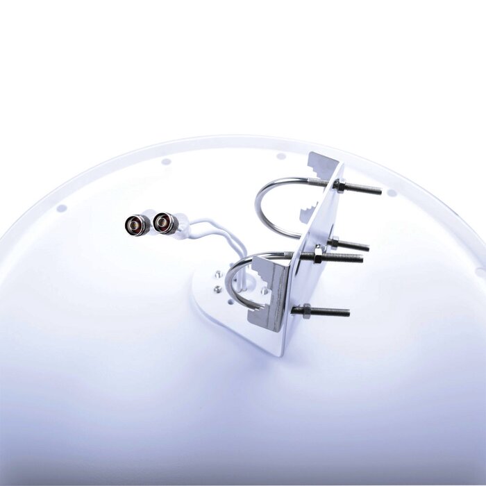 Antena Direccional, Frecuencia extendida de (4.8 - 6.5 GHz), ganancia 28 dBi, conectores N-Macho, dimensiones (2 ft), slant de (45° y 90°), incluye jumpers y montaje