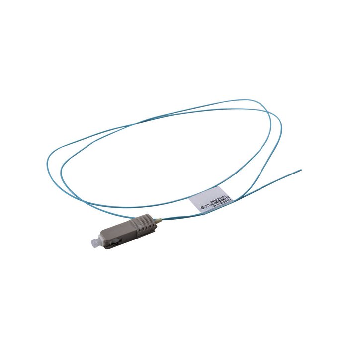 Pigtail de Fibra Óptica SC Simplex, Multimodo OM3 XGLO 50/125, OFNR, Color Aqua, 1 Metro
