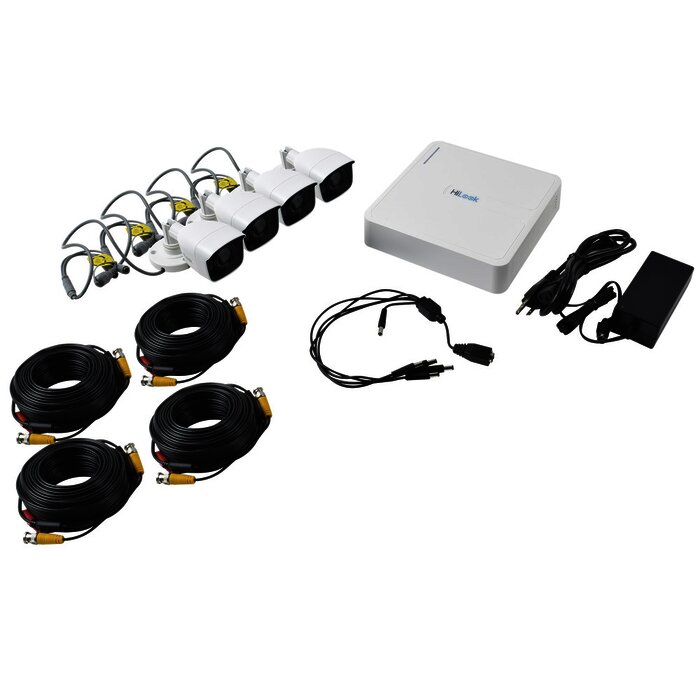 Kit TurboHD 720p / DVR 4 canales / 4 Cámaras Bala de Metal / 4 Cables 18 Mts / 1 Fuente de Poder Profesional