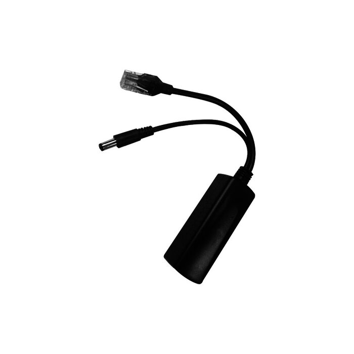 Cable divisor PoE pasivo de 48-55 Vcd @ 12 Vcd, 2 A. Aplicaciones como adaptar micrófonos en cámaras IP