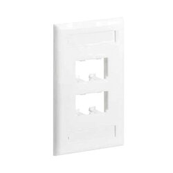 Placa de Pared Vertical Clásica, Salida Para 4 Puertos Mini-Com, Con Espacios Para Etiquetas, Color Blanco
