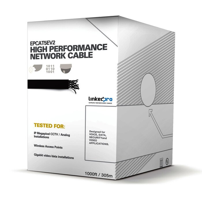 Bobina de 305 m (1000 ft) Cat5e, aleación de cobre y aluminio ( CCA ) color blanco, uso interior