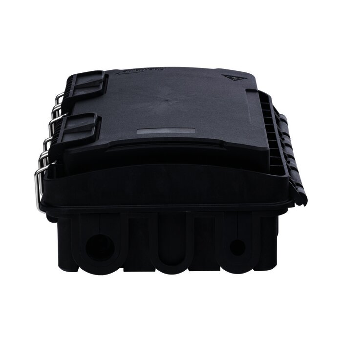 Caja de Distribución de Fibra Óptica, Hasta 96 Empalmes, Exterior IP65, Color Negro