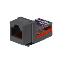 Conector Jack Estilo Leadframe, Tipo Keystone, Categoría 5e, de 8 posiciones y 8 cables, Color Gris