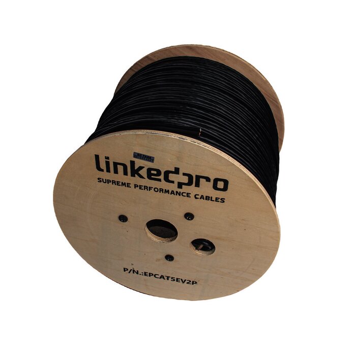 Bobina 305m Cat5e CCA + 2 Cables de Alimentación para Cámaras de Videovigilancia, Instalación en Exterior, uso Industrial para Climas Extremos