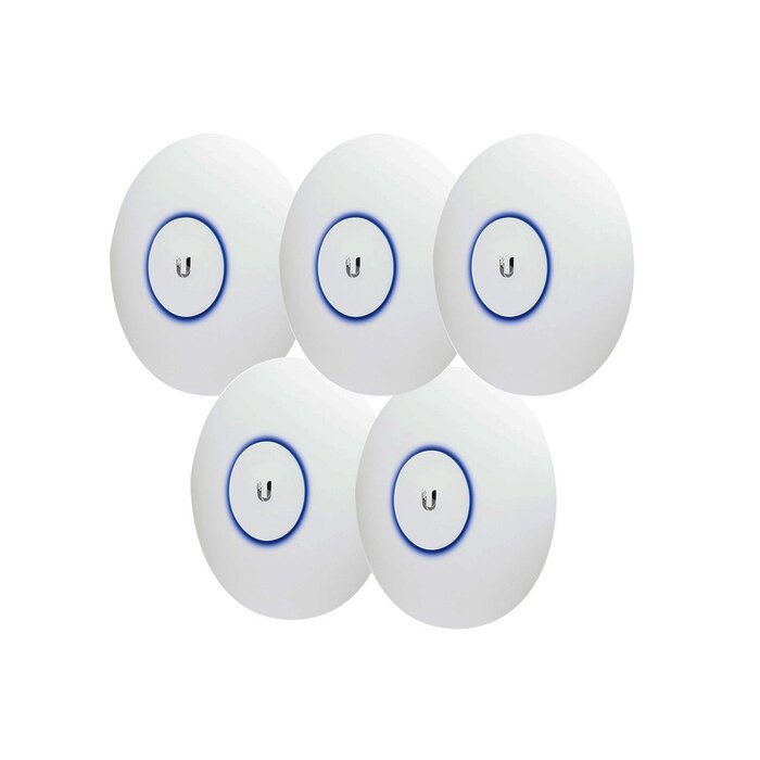 Paquete de 5 Access Point UniFi doble banda 802.11ac MIMO 3X3 para interior, PoE af/at, soporta 250 clientes, Hasta 1.3 Gbps