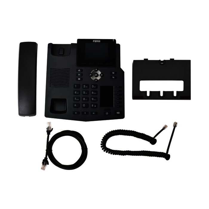 Teléfono IP empresarial para 4 líneas SIP con 2 pantallas LCD, 6 teclas BLF/DSS, conferencia de 3 vías, PoE