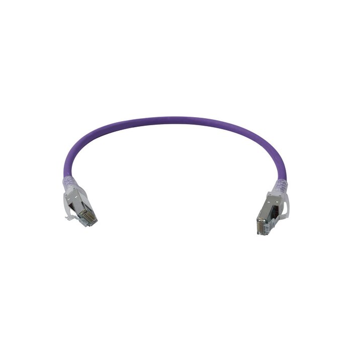 Patch Cord Z-MAX Cat6A S/FTP, CM/LS0H, 1ft, Color Violeta, Versión Bulk (Sin Empaque Individual)