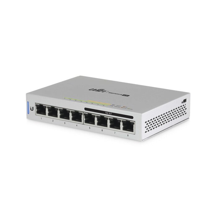Switch UniFi Administrable capa 2 de 8 puertos Gigabit (4 Puertos Gigabit PoE 802.3af y 4 puertos Gigabit ethernet) 60W