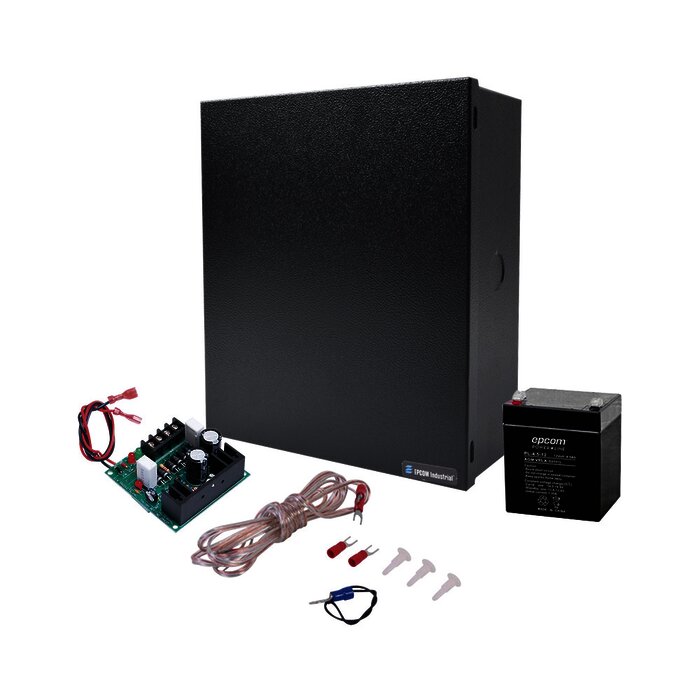 Fuente de 12 Vcd/1A para Control de Acceso con Batería Incluida.