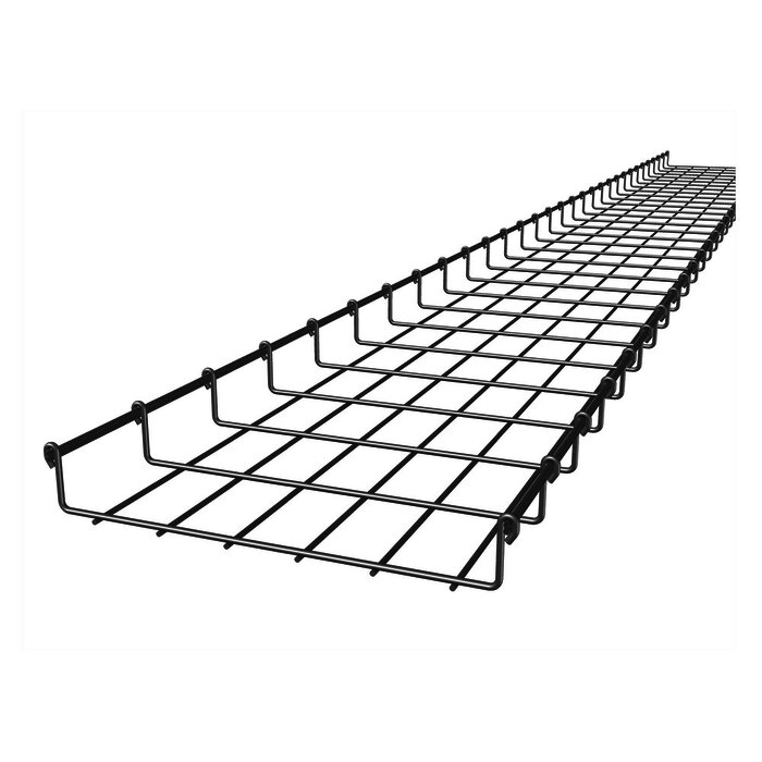 Charola tipo malla 33/300 mm, con acabado Electro Zinc, hasta 157 cables Cat.6 tramo 3 m