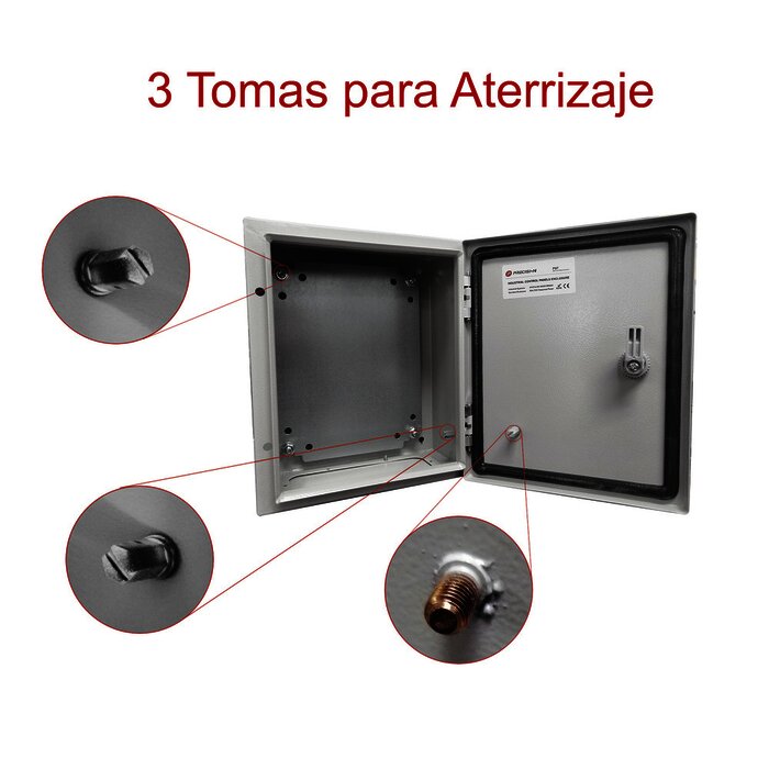 Gabinete de Acero IP66 Uso en Intemperie (400 x 400 x 200 mm) con Placa Trasera Interior y Compuerta Inferior Atornillable (Incluye Chapa y Llave).