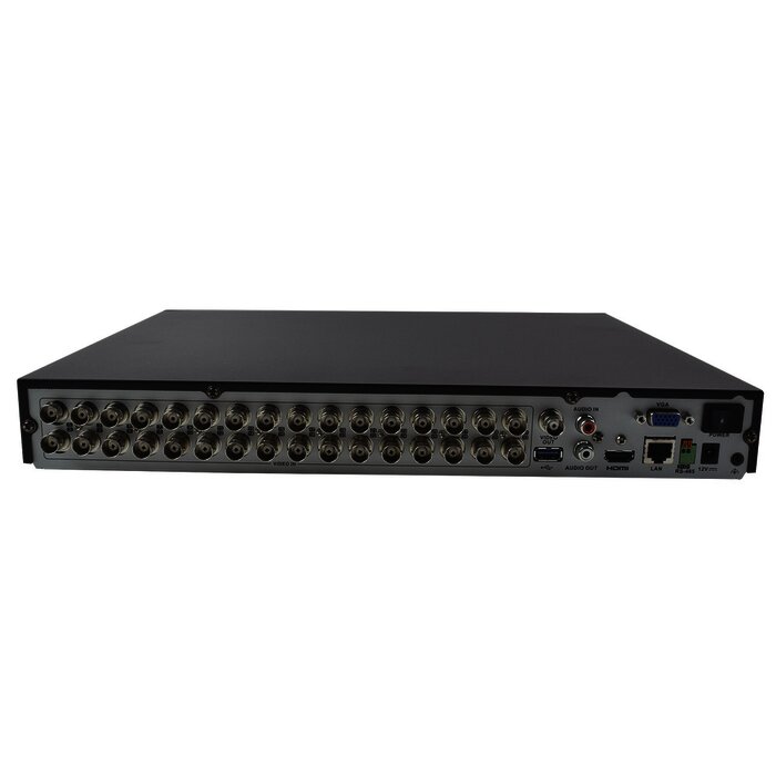 DVR 4 Megapixel / 32 Canales TURBOHD + 8 Canales IP / 2 Bahías de Disco Duro / 1 Canal de Audio