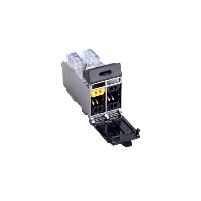 Jack TERA Categoria 7A, Con puerta protectora, Para aplicaciones de servicios compartidos, Color Negro