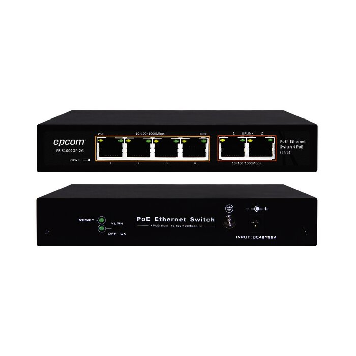 Switch PoE / 100 Metros PoE / 4 puertos 802.3af /at 10/100/1000 Mbps + 2 puerto uplink
