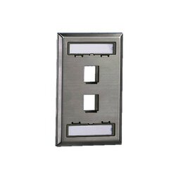 Placa de Pared Vertical, Salida Para 2 Puertos Keystone, Con Espacios Para Etiquetas, de Acero Inoxidable