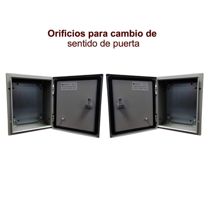 Gabinete de Acero IP66 Uso en Intemperie (250 x 300 x 150 mm) con Placa Trasera Interior y Compuerta Inferior Atornillable (Incluye Chapa y Llave).