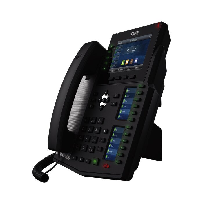 Teléfono IP Empresarial con Estándares Europeos, 20 lineas SIP con pantalla LCD a color, 60 teclas DSS/BLF, puertos Gigabit, IPv6, Opus y conferencia de 3 vías, PoE/DC (incluye fuente).