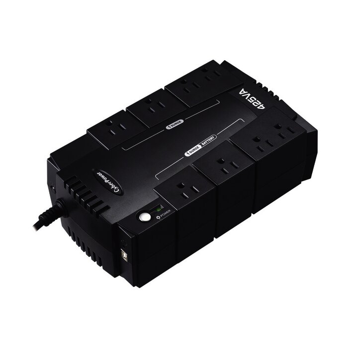 UPS de 425 VA/255 W, Topología Standby, Entrada 120 Vca NEMA 5-15P, Tipo Gabinete Compacto, Con 8 Tomas NEMA 5-15R