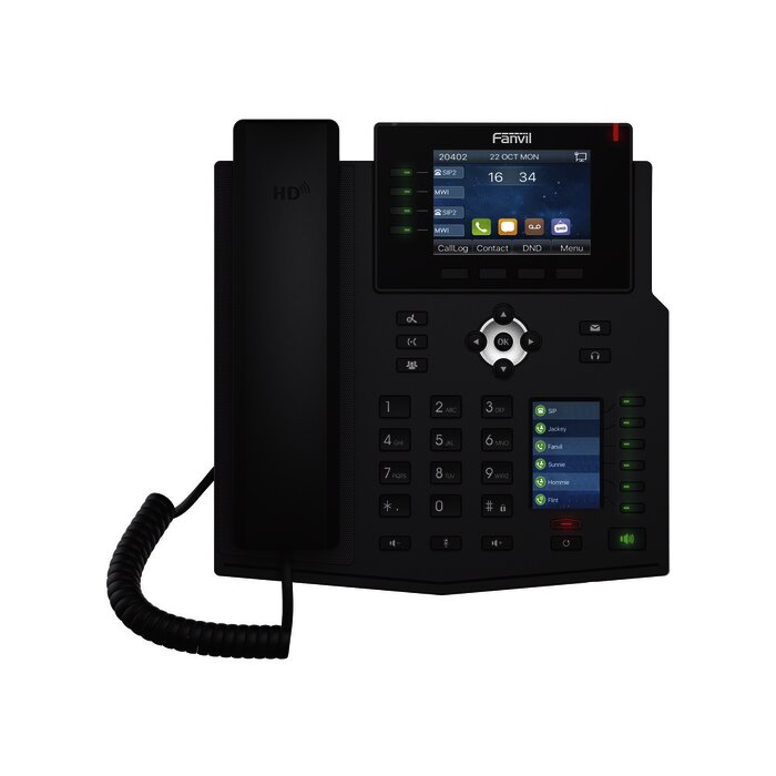 Teléfono IP Empresarial con Estándares Europeos, 16 lineas SIP con pantalla LCD a color, 30 teclas DSS/BLF, puertos Gigabit, IPv6, Opus y conferencia de 3 vías, PoE/DC (incluye fuente).