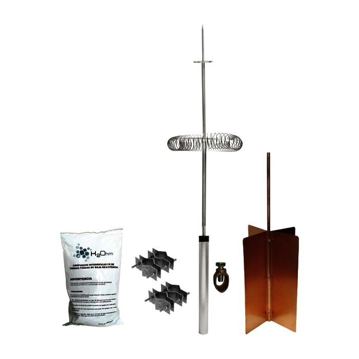 Kit Básico de Pararrayo con Punta Dipolo y Electrodo Tipo Rehilete. Instalación en Poste o Torre.