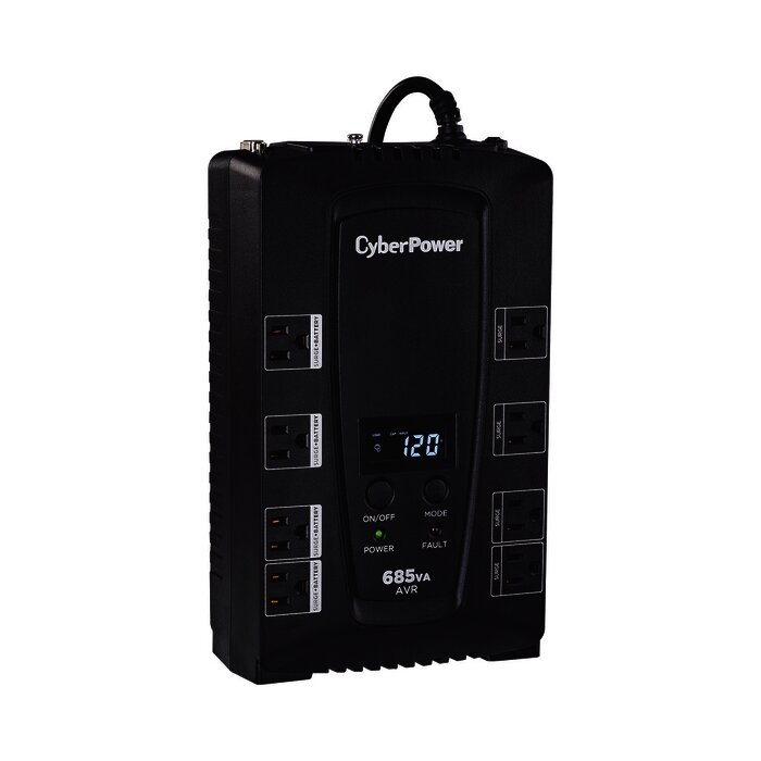 UPS de 685 VA/390 W, Topología Línea Interactiva, Entrada 120 Vca NEMA 5-15P, Tipo Gabinete Compacto, Con 8 Tomas NEMA 5-15R