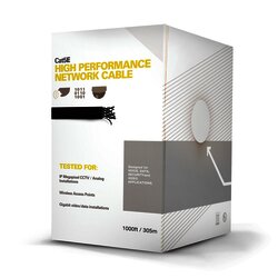 Bobina 305m Cat5e CCA + 2 Cables de Alimentación para Cámaras de Videovigilancia, Instalación en Exterior, uso Industrial para Climas Extremos