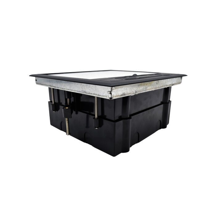 Caja de piso para dos módulos universales (Socket M2), para alimentación eléctrica y redes de datos (11000-33401) No incluye faceplates