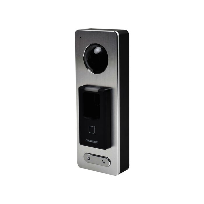 2 EN 1 / Lector Biométrico con Función de Videoportero Incluida/ Llamada a APP de Smartphone Hik-Connect P2P (No requiere monitor) / IP65 / Soporta Tarjetas - Huellas - Códigos QR / Cámara 2 MP Compatible con DVRs y NVRs